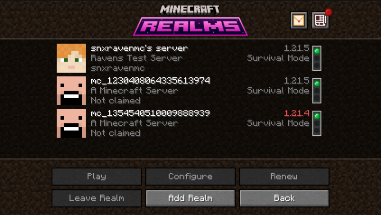 MyMcRealms in action